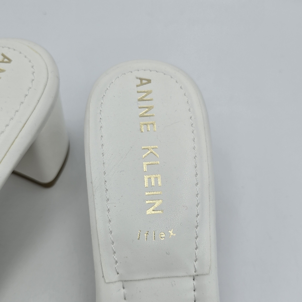 NWOT Anne Klein Kendra Slippers (Block Heel Slide Sandals), White & Gold, 9.5M - Picture 5 of 16